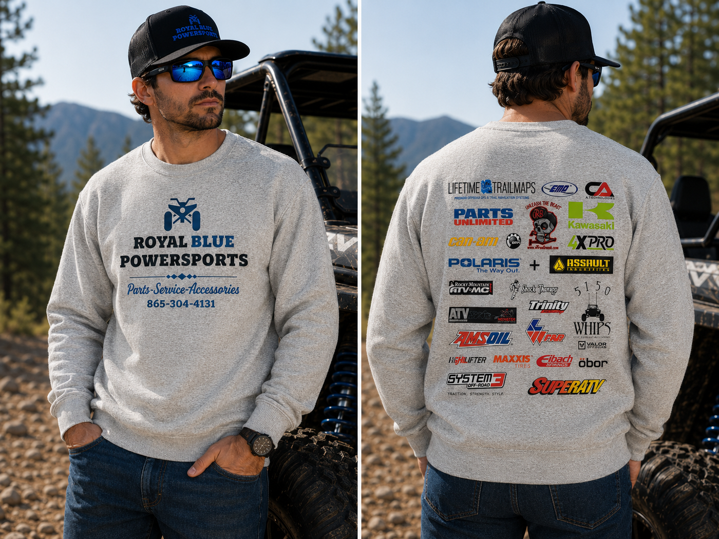 Royal Blue PowerSports Light Gray Crewneck Sweatshirt