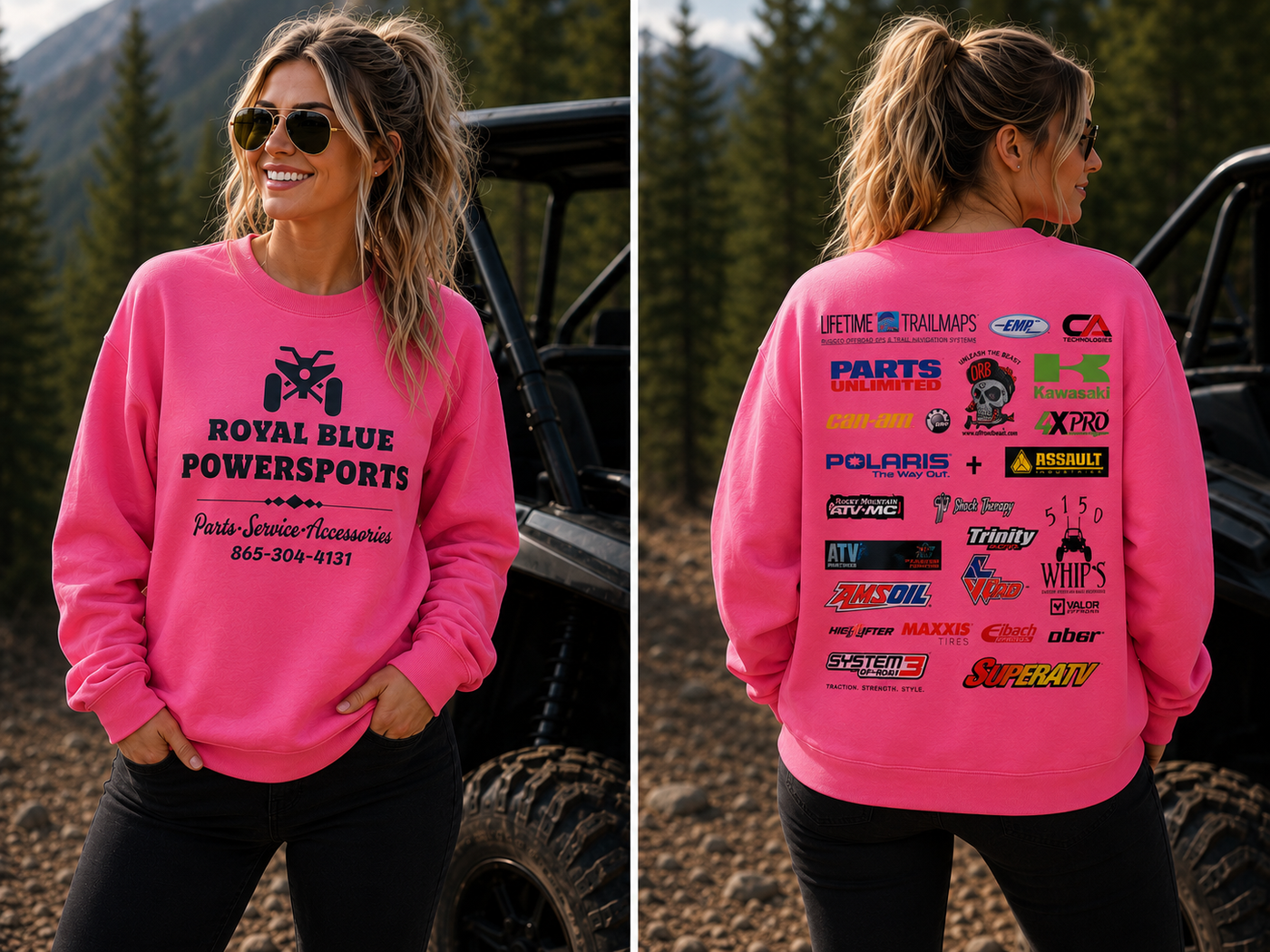 Royal Blue PowerSports Safety Pink Crewneck Sweatshirt