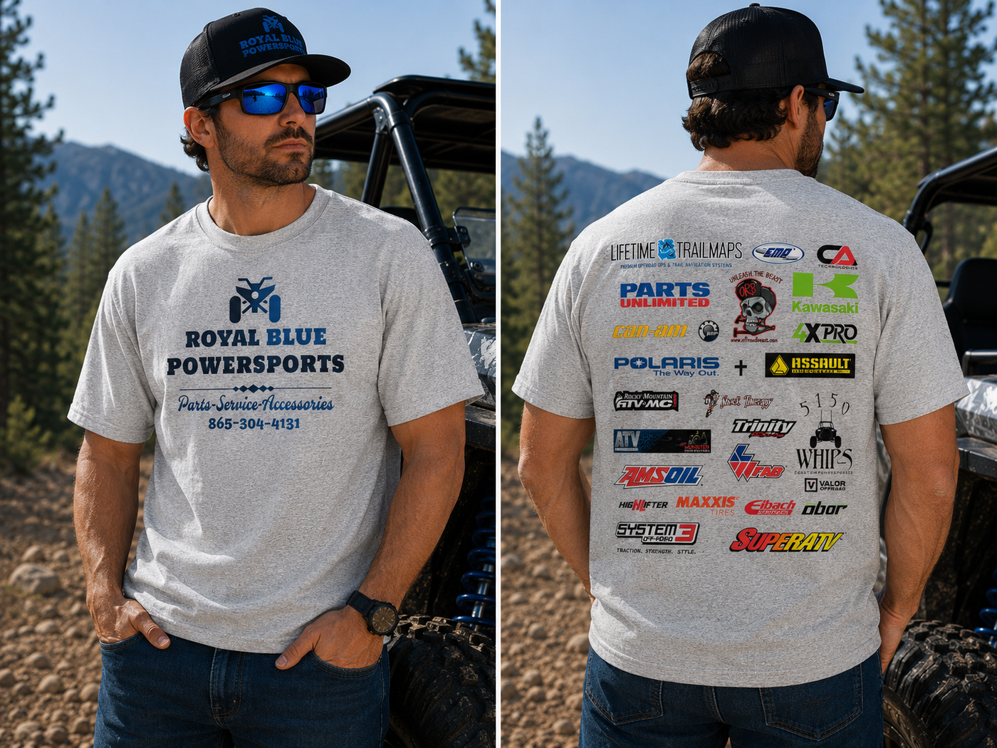 Royal Blue PowerSports Dealer Logo T-Shirt – Light Gray