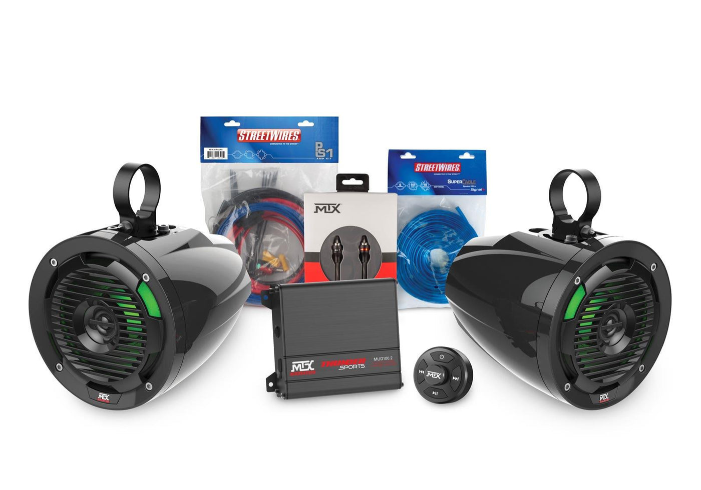 MTX Amplifier and Roll Cage Speaker Kit - Bluetooth + 2 Pods